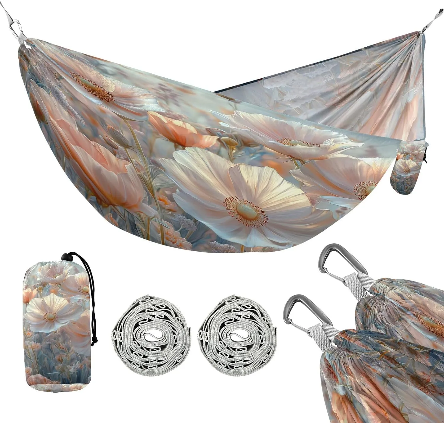 ATTX Floral Landscapes Camping Hammock - Lightweight & Portable Hammocks, Heavy Duty 330lbs Capacity for Indoor, Hiking, Backpacking, Travel, Backyard, Beach#23