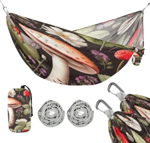 ATTX Mushroom Strawberry Camping Hammock - Lightweight & Portable Hammocks, Heavy Duty 330lbs Capacity for Indoor, Hiking, Backpacking, Travel, Backyard, Beach#296