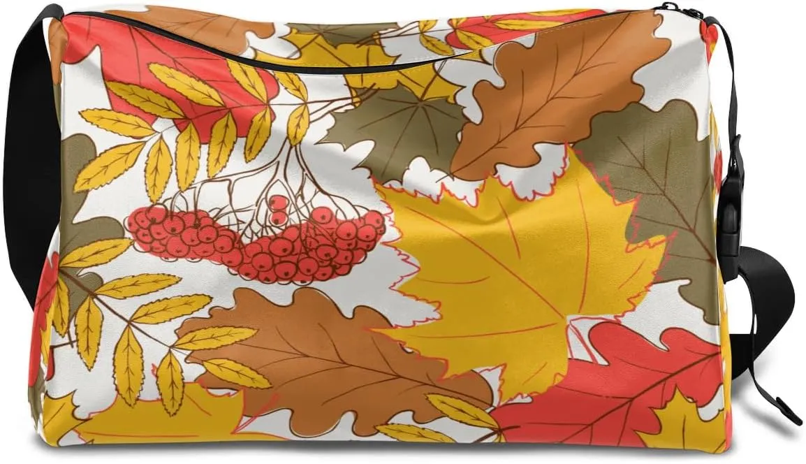 Atumn Maple Leaves Small Gym Bag for Men Women Workout Sport Duffle Bag Waterproof Weekender Overnight Bag Lightweight Carry on Tote Bag Crossbody Shoulder Travel Bag for Swim Yoge Dance