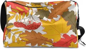 Atumn Maple Leaves Small Gym Bag for Men Women Workout Sport Duffle Bag Waterproof Weekender Overnight Bag Lightweight Carry on Tote Bag Crossbody Shoulder Travel Bag for Swim Yoge Dance