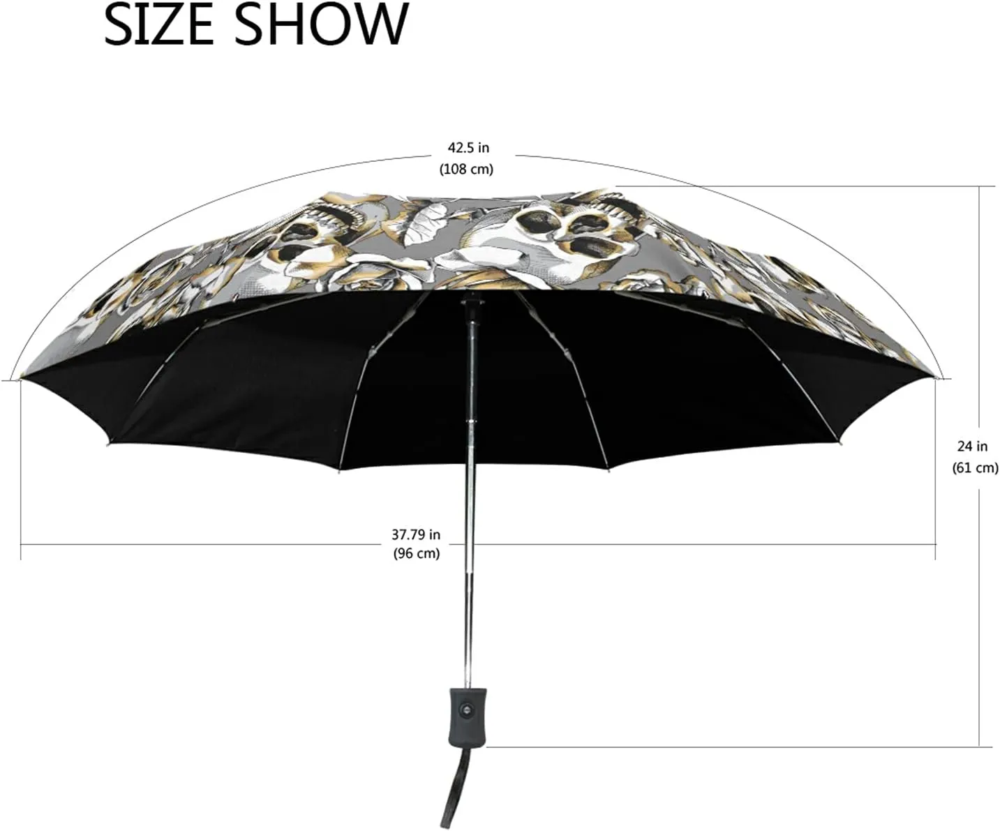Automatic Folding Umbrella, Portable Strong Travel Rain Umbrella, Auto Open/Close Lightweight Compact Sun Anti-UV Parasol