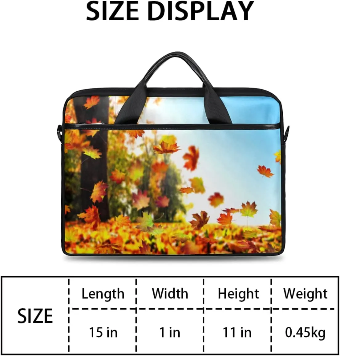 Autumn Fall Leaves Laptop Shoulder Messenger Bag Waterproof Laptop Briefcase Handle Padded Strap