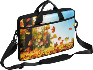 Autumn Fall Leaves Laptop Shoulder Messenger Bag Waterproof Laptop Briefcase Handle Padded Strap