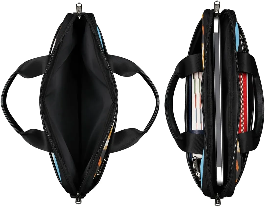 Autumn Fall Leaves Laptop Shoulder Messenger Bag Waterproof Laptop Briefcase Handle Padded Strap