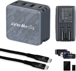 AVerMedia Portable Charger for Nintendo Switch, Steam Deck Dock, 100W GaN Fast Charging USB C Hub, TV Docking Station with 4K60 HDMI, Compatible with iPhone, iPad, Laptop, PC, Gaming Accessories