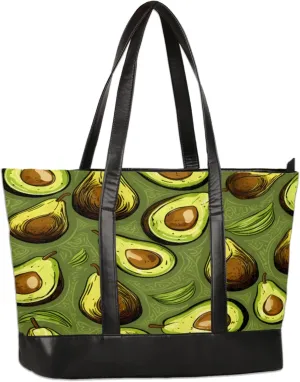Avocados Watercolor Laptop Tote Bag for Women Lightweight Work Purse with Multiple Compartments Fits 13-15.6 Inch Laptop Tablet Shoulder Bag for Office Travel Daily Use
