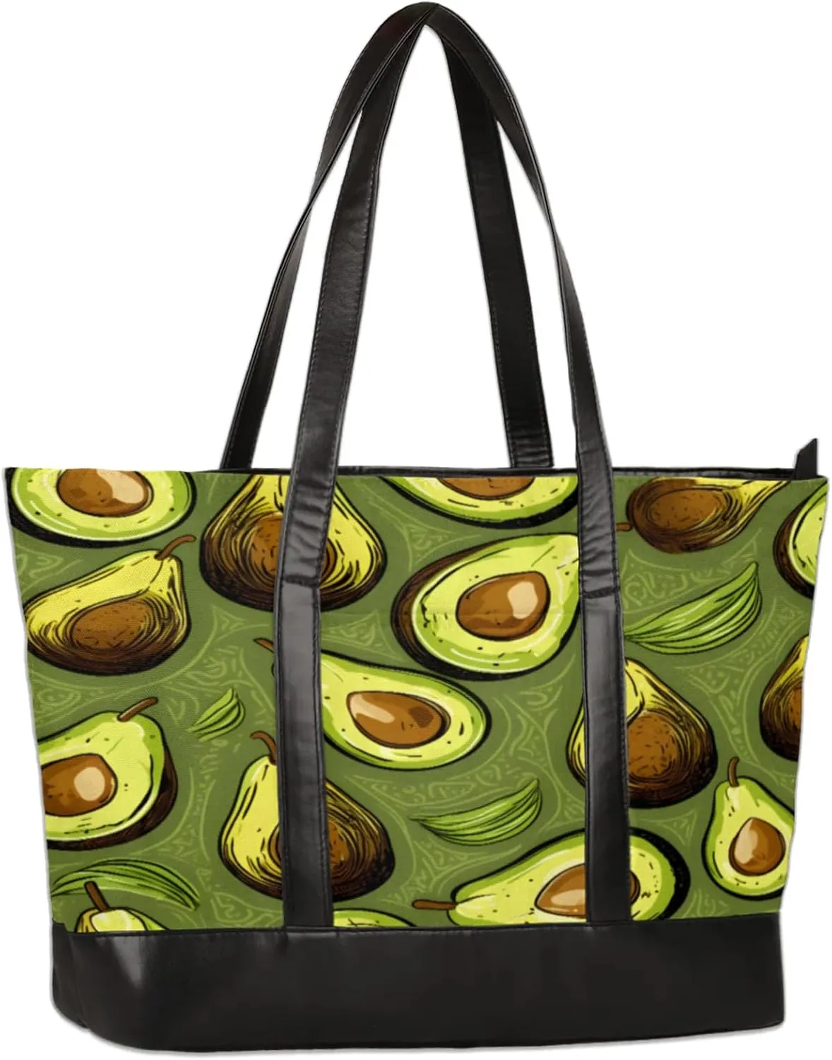 Avocados Watercolor Laptop Tote Bag for Women Lightweight Work Purse with Multiple Compartments Fits 13-15.6 Inch Laptop Tablet Shoulder Bag for Office Travel Daily Use