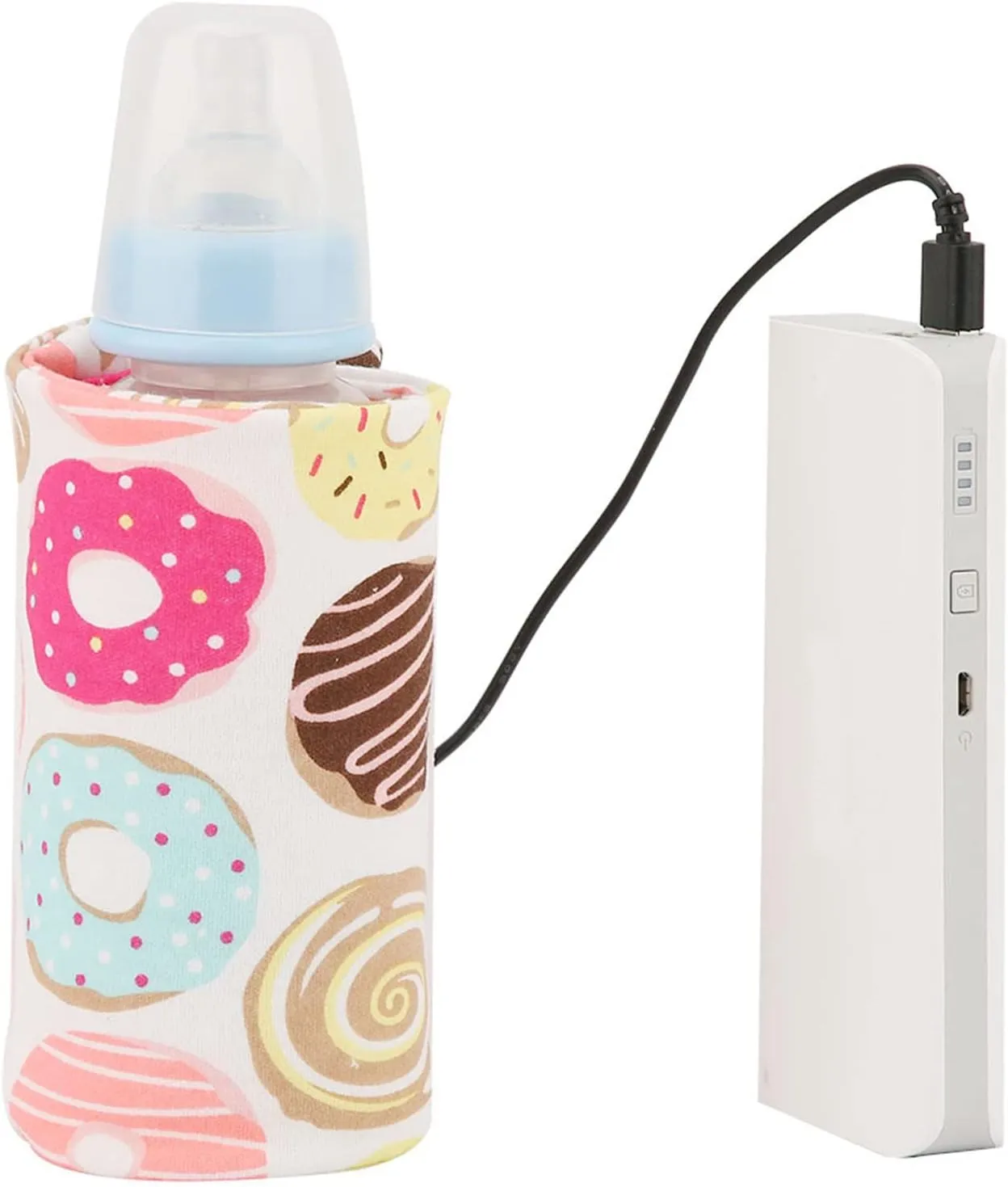 Baby Bottle Keep Warm Cover,Baby Bottle Bags Portable,USB Milk Heat Keeper,Warm Keeper Multifunction Coffee Tea Mug Beverage,Warming Bag for Indoor, Outdoor, Traveling, Driving (Doughnut)