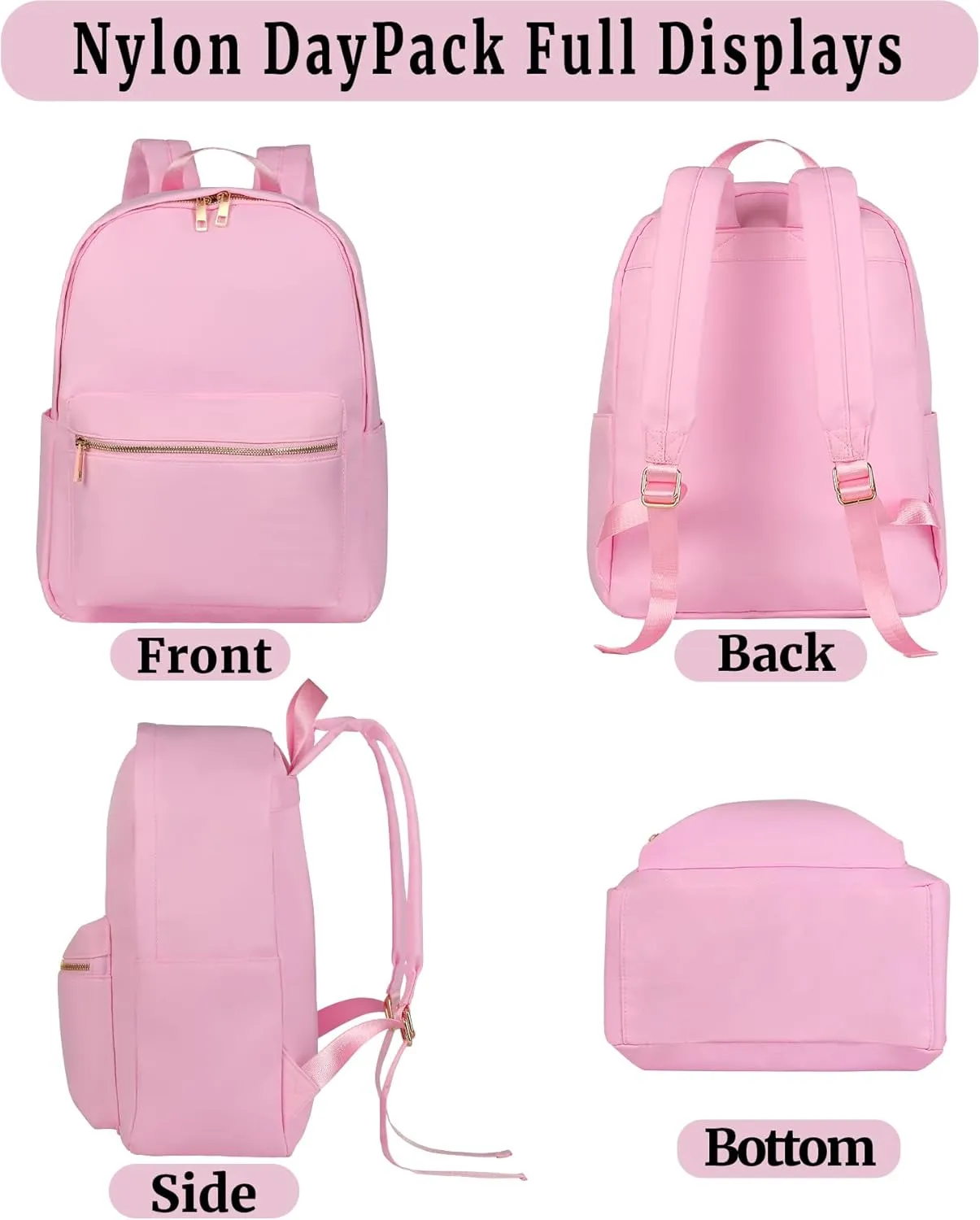 Backpack for College Personal Item Backpack for Women Traveling on Airplane Water-resistant (Light Pink)