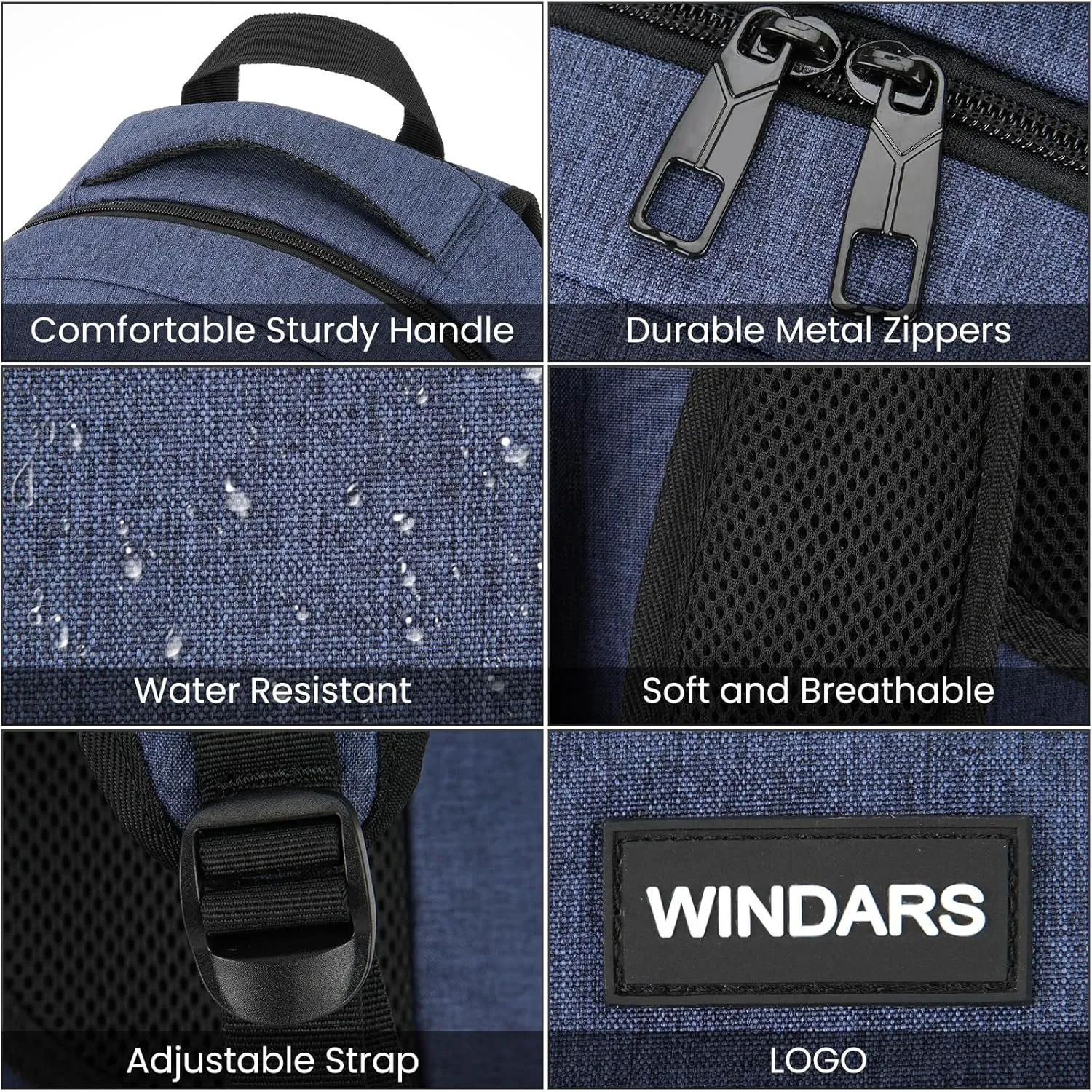 Backpack for Men and Women, School Backpacks for Teens Boys, 15.6 Inch Large College Bookbag Durable Computer Laptop Bag with USB Charger Port for Business Work Travel, Blue