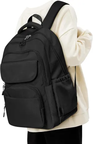 Backpack for Women Men, Waterproof High School Backpacks, Multifunction Casual Daypack, Classic Basic College Backpack, Middle School Bookbag for Teen Girls Boys, Children backpacks, Black