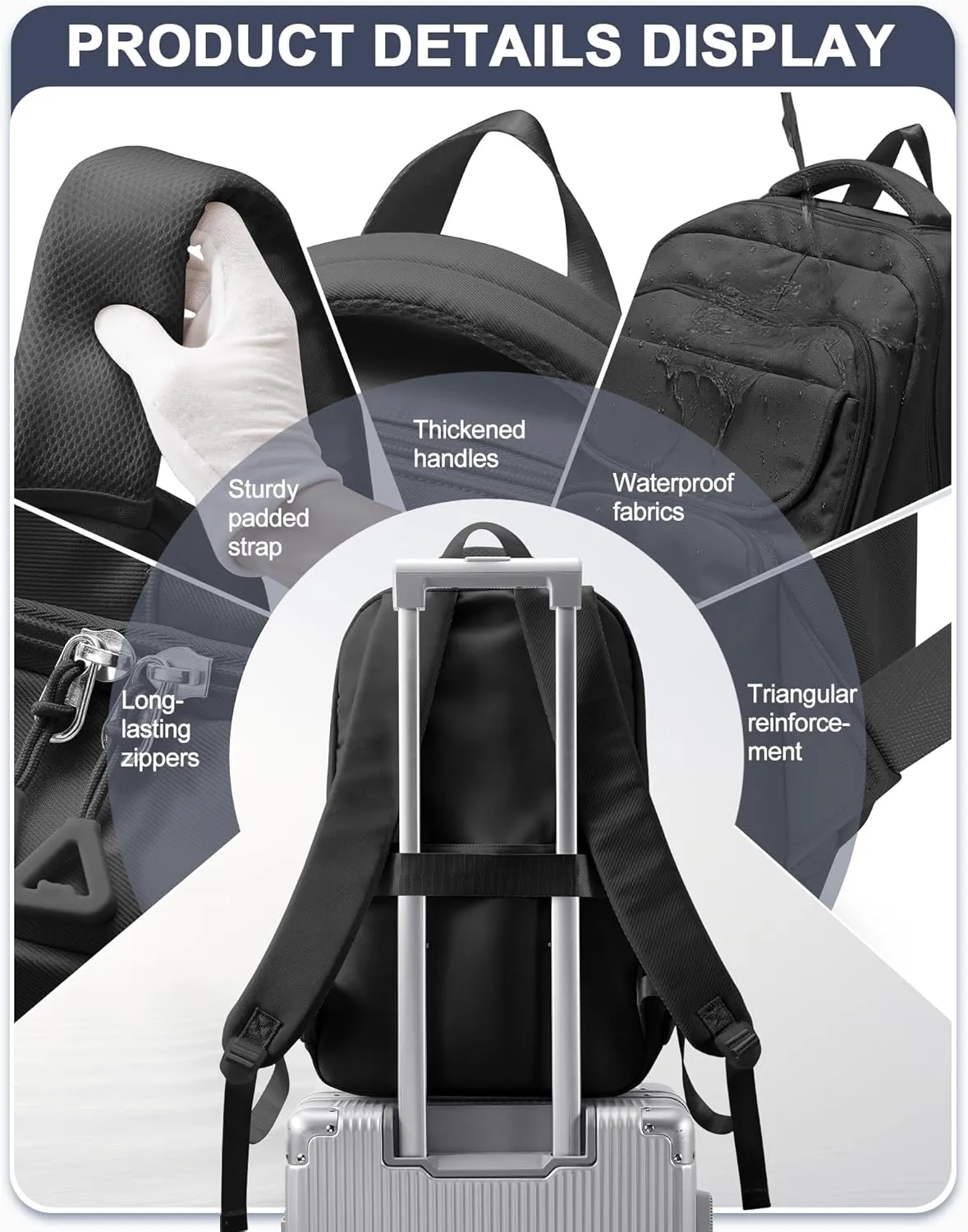 Backpack for Women Men, Waterproof High School Backpacks, Multifunction Casual Daypack, Classic Basic College Backpack, Middle School Bookbag for Teen Girls Boys, Children backpacks, Black
