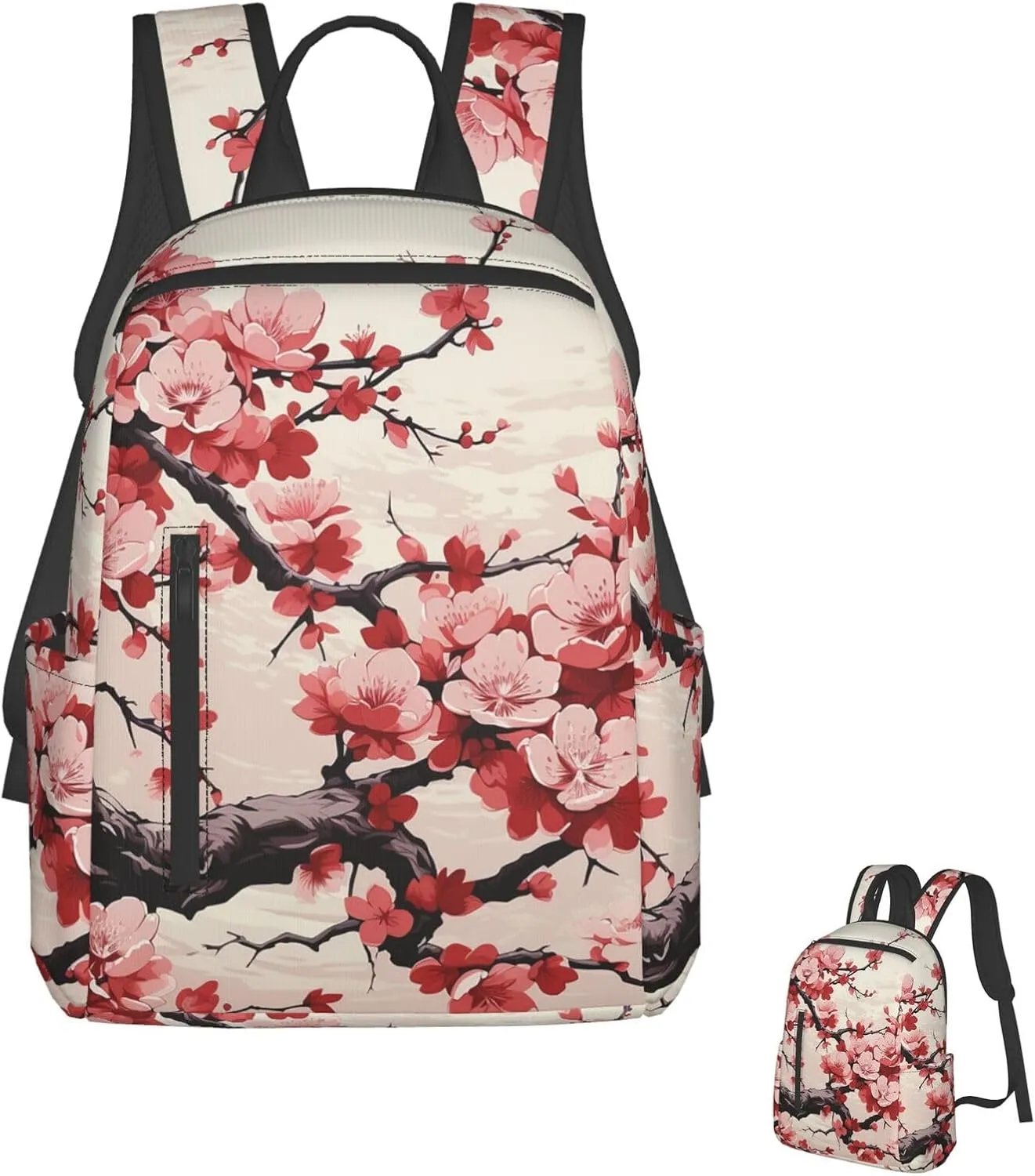 Backpack Japanese Floral Cherry Blossom Travel Casual Laptop Backpack Adjustable Hiking Daypack for Men Women