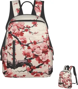 Backpack Japanese Floral Cherry Blossom Travel Casual Laptop Backpack Adjustable Hiking Daypack for Men Women