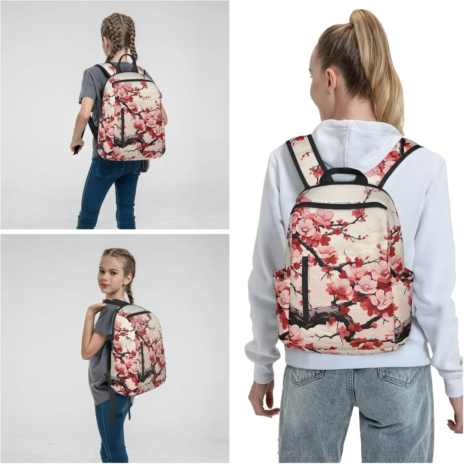 Backpack Japanese Floral Cherry Blossom Travel Casual Laptop Backpack Adjustable Hiking Daypack for Men Women