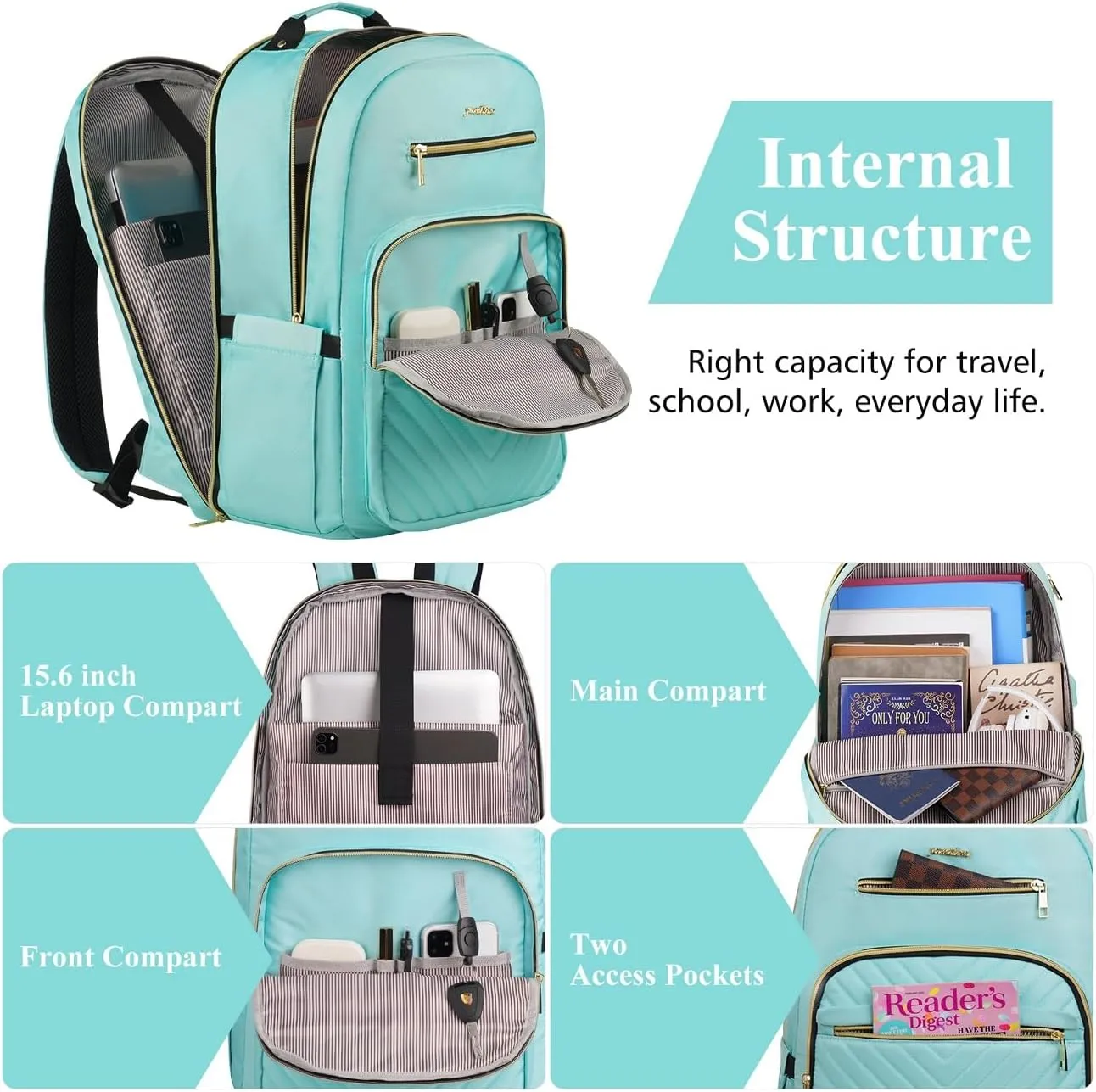 Backpack Women,15.6 Inch Laptop Backpack for Business Work Office College,Light Green