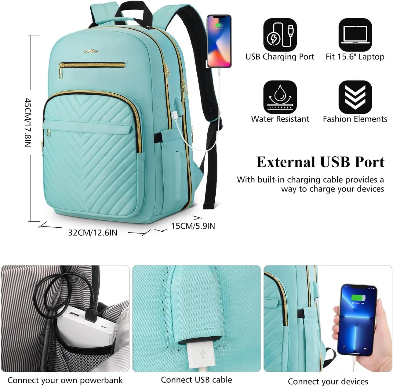 Backpack Women,15.6 Inch Laptop Backpack for Business Work Office College,Light Green