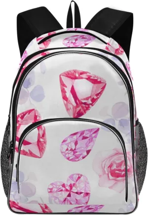 Backpacks 22L Three Layer Arc Book Bag Lightweight for Travel Camping Hiking Rucksack Daypack Kids & Adults Diamonds Roses
