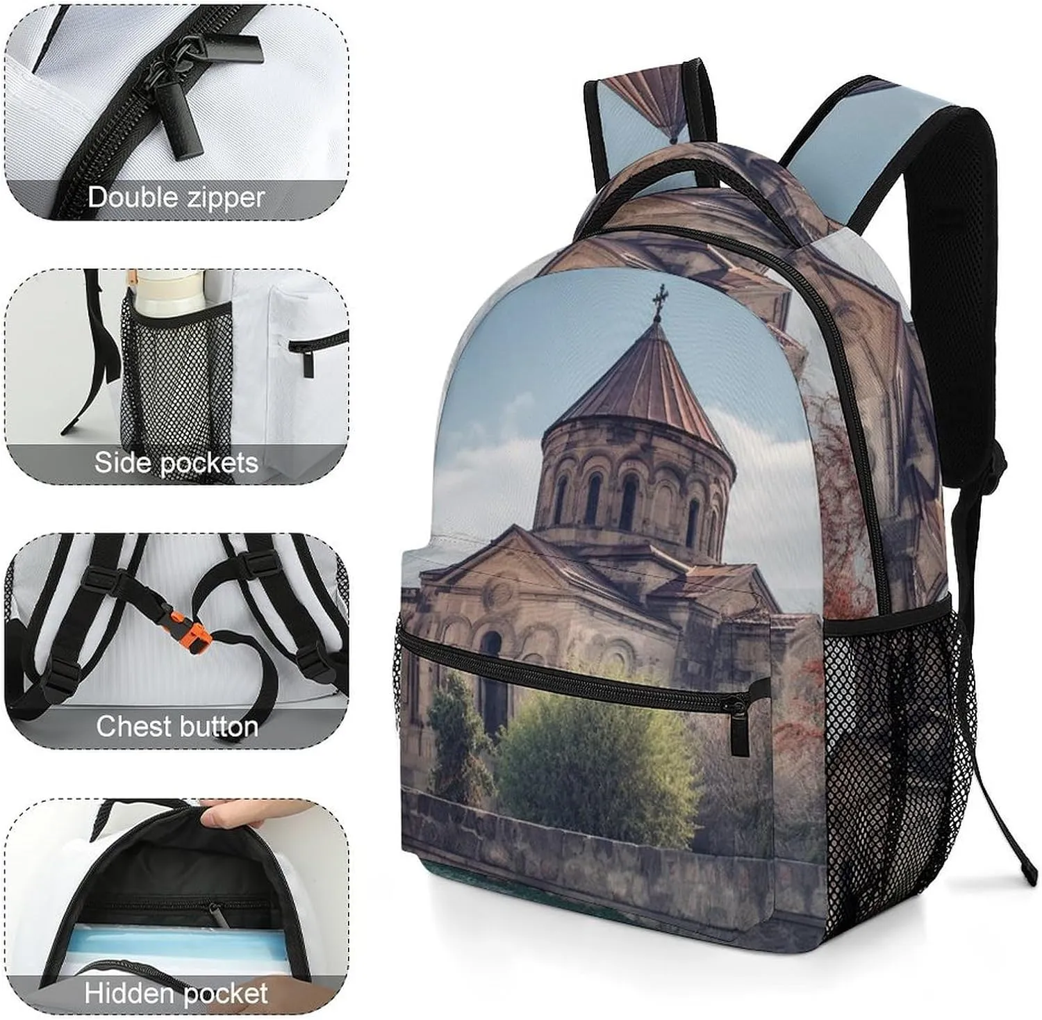 Backpacks Armenian Church Travel Bag Laptop Backpack Casual Daypack for Weekender Business Hiking