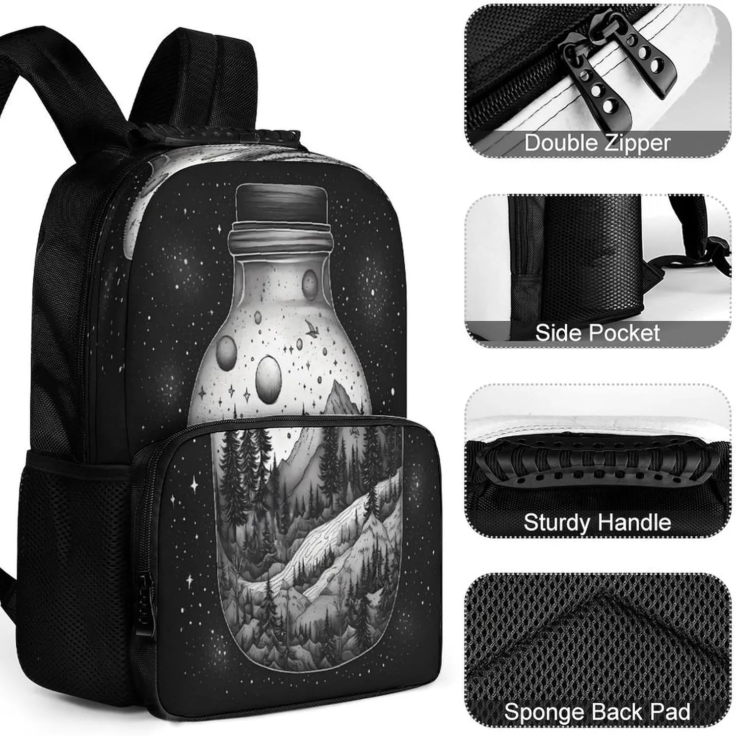 Backpacks Black And White Painting Travel Bag Business Work Laptop Backpack