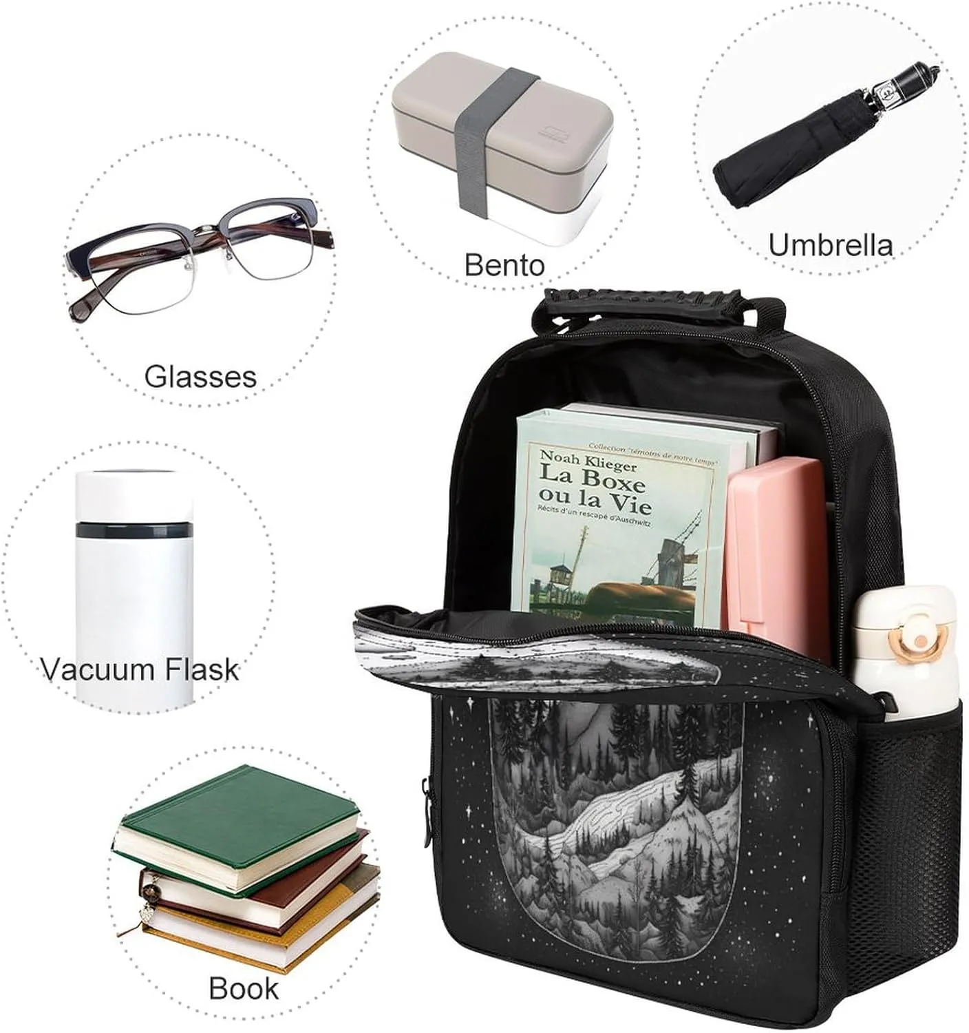 Backpacks Black And White Painting Travel Bag Business Work Laptop Backpack