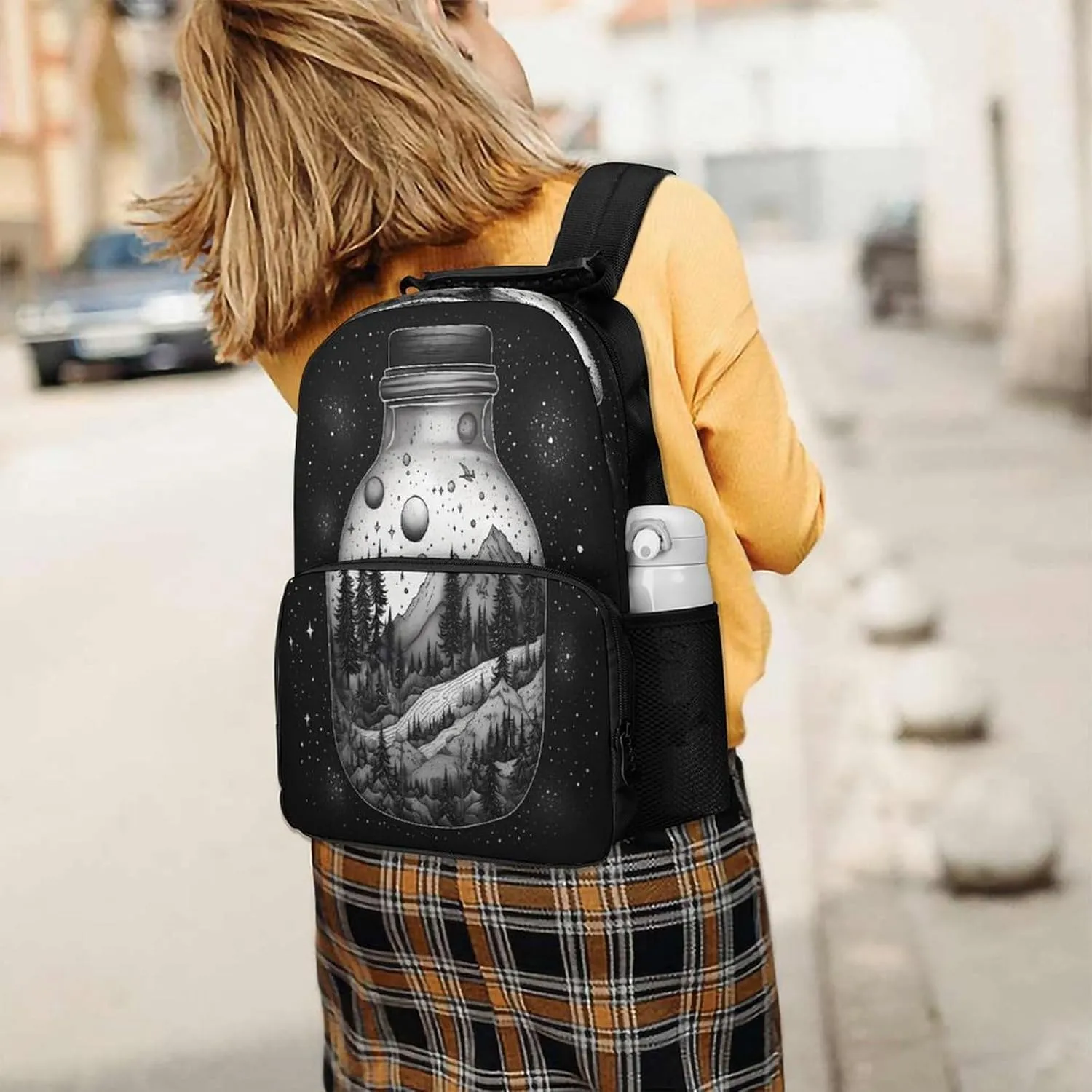Backpacks Black And White Painting Travel Bag Business Work Laptop Backpack