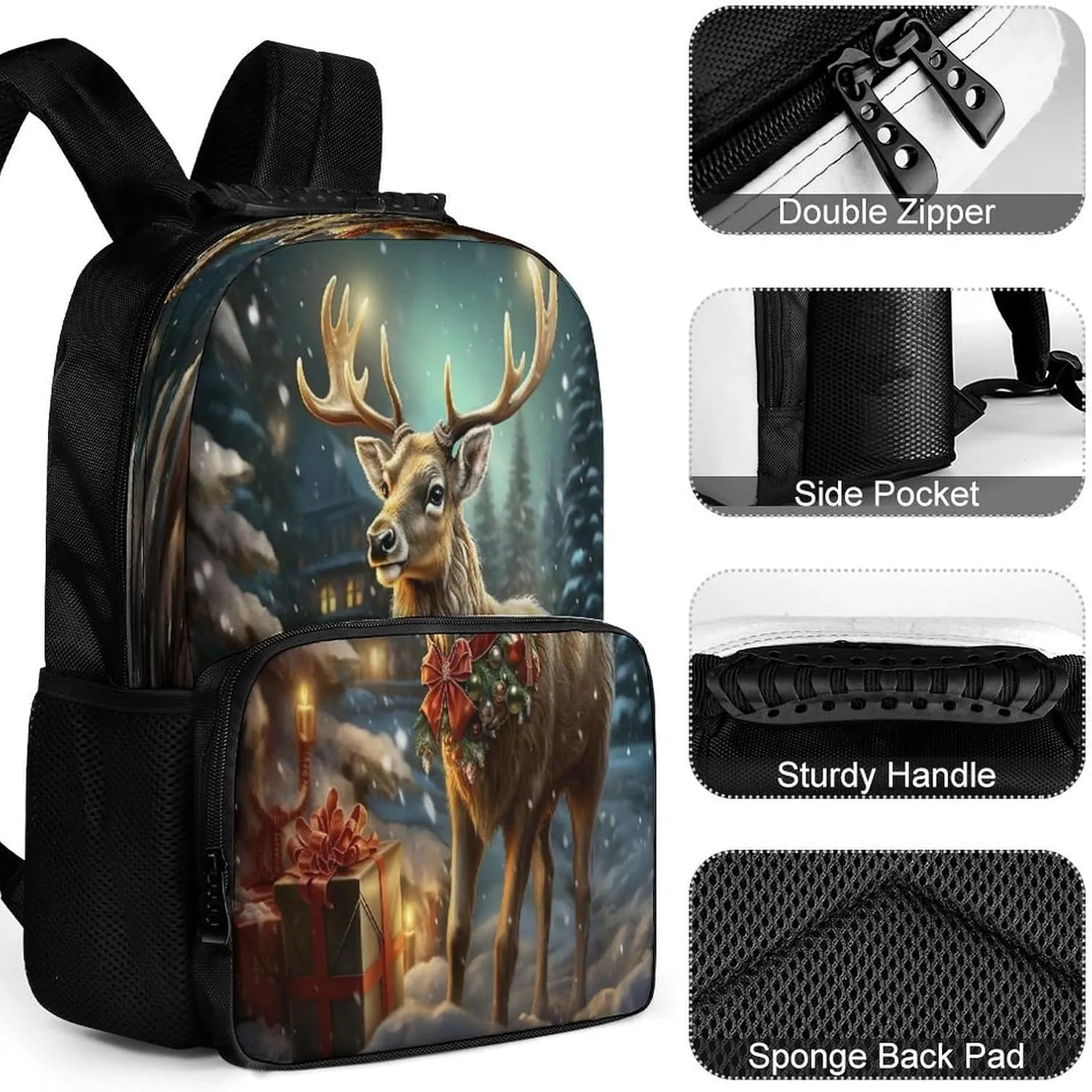 Backpacks Christmas Gift Reindeer Travel Bag Business Work Laptop Backpack