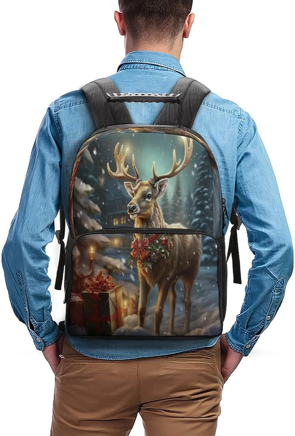Backpacks Christmas Gift Reindeer Travel Bag Business Work Laptop Backpack
