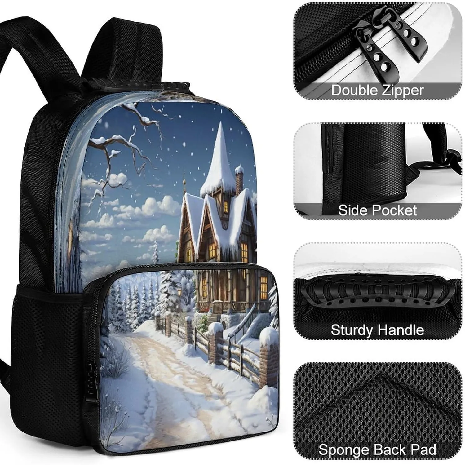 Backpacks Christmas Winter Happy Scene Travel Bag Business Work Laptop Backpack