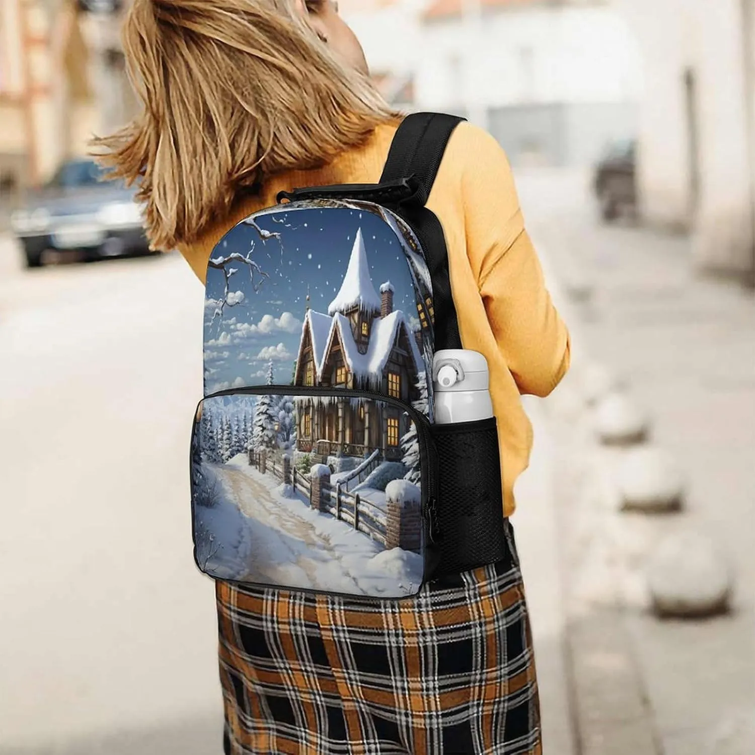 Backpacks Christmas Winter Happy Scene Travel Bag Business Work Laptop Backpack