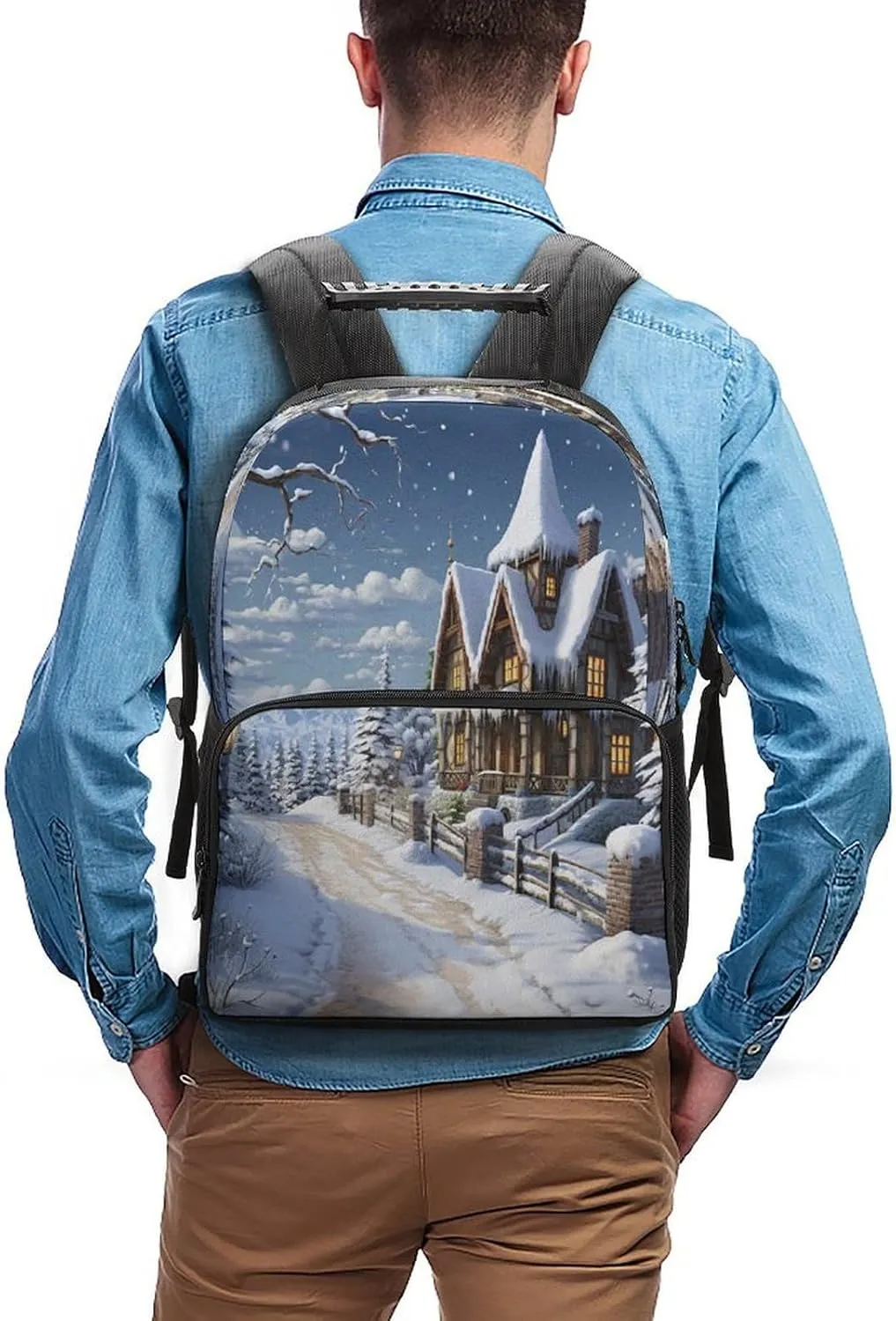 Backpacks Christmas Winter Happy Scene Travel Bag Business Work Laptop Backpack