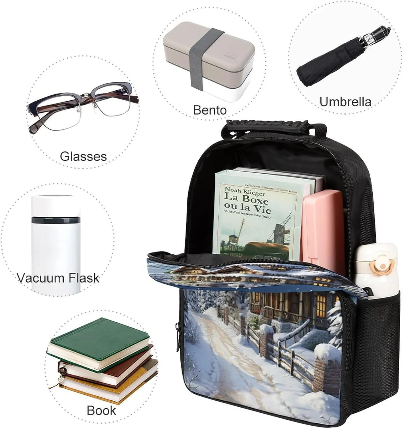 Backpacks Christmas Winter Happy Scene Travel Bag Business Work Laptop Backpack