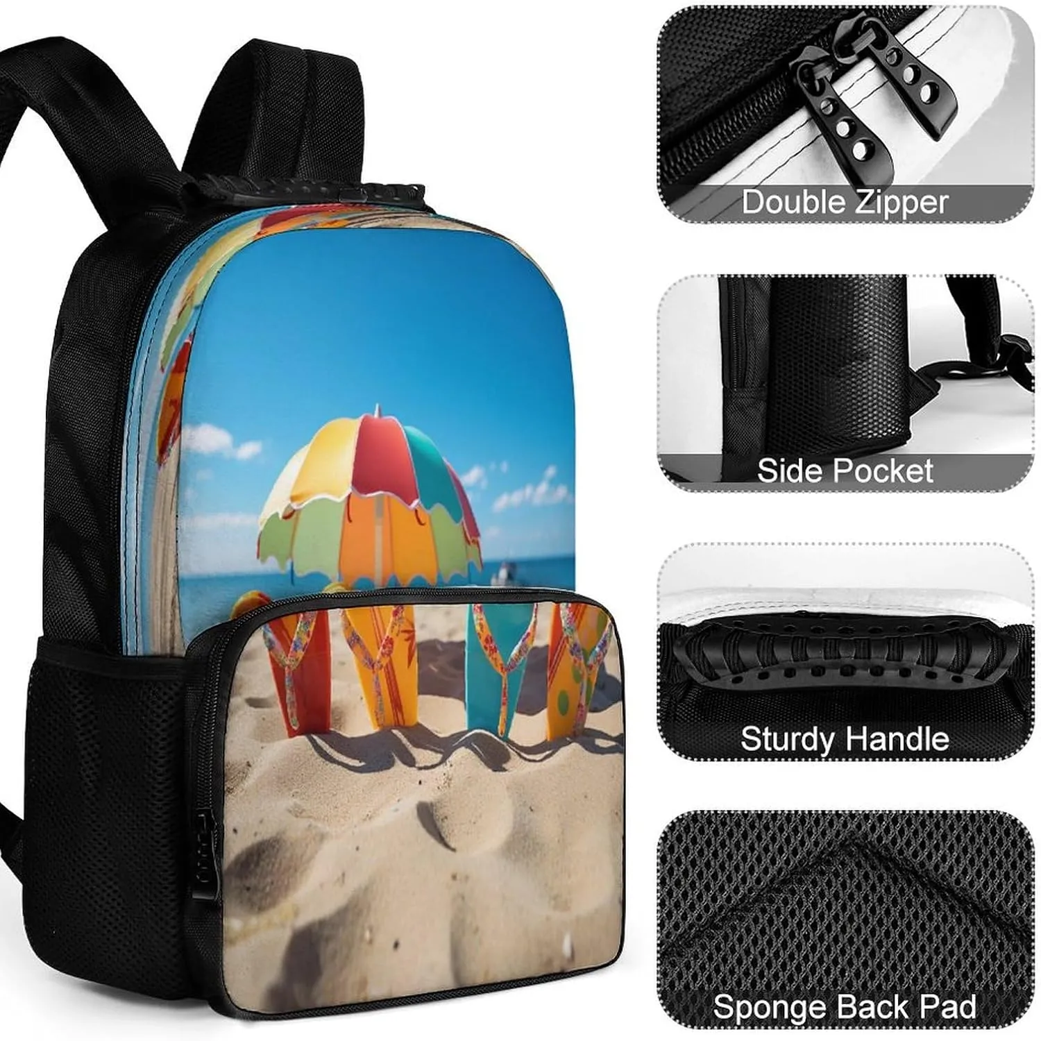 Backpacks Colorful Flip Flops Beach Ball Travel Bag Business Work Laptop Backpack
