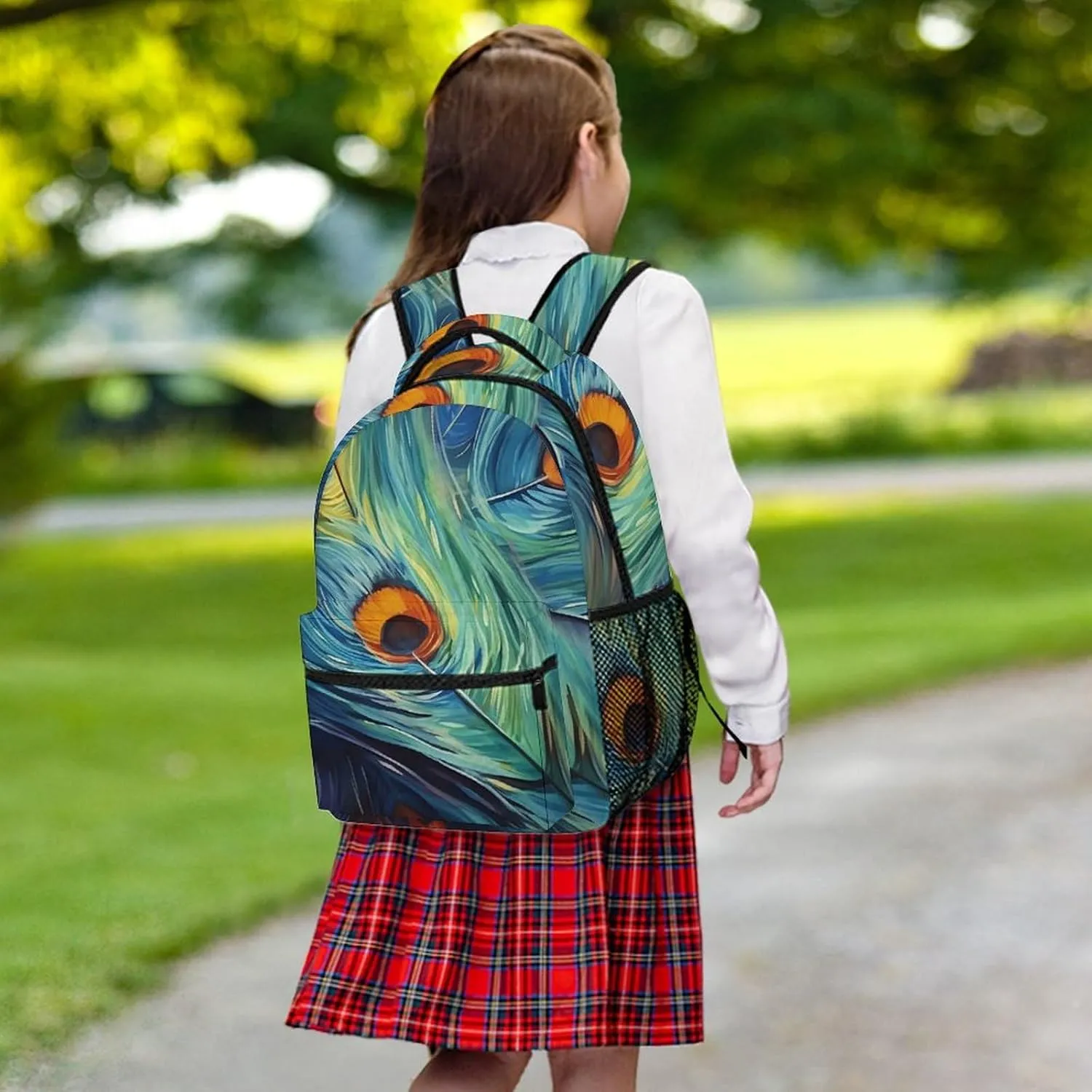 Backpacks Feather Painting Travel Bag Laptop Backpack Casual Daypack for Weekender Business Hiking