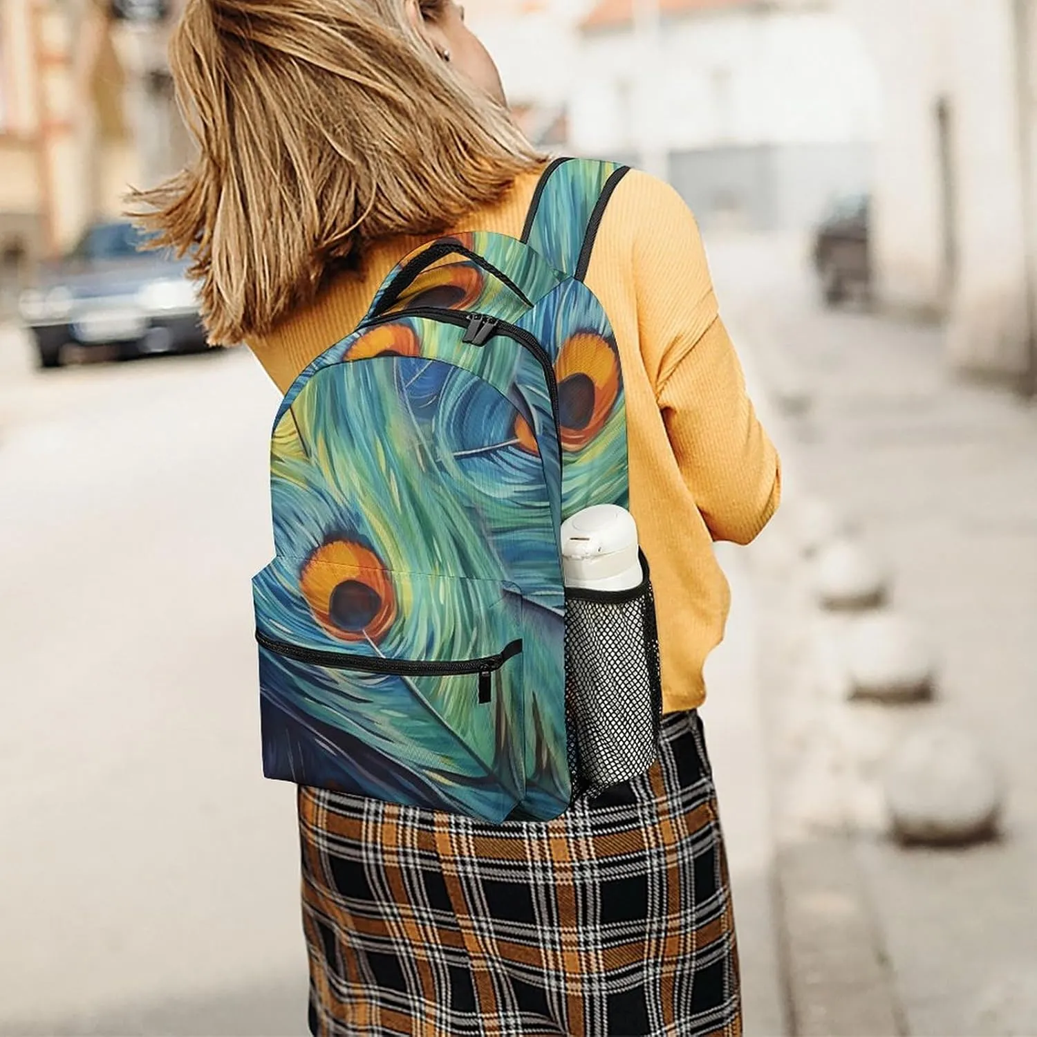 Backpacks Feather Painting Travel Bag Laptop Backpack Casual Daypack for Weekender Business Hiking
