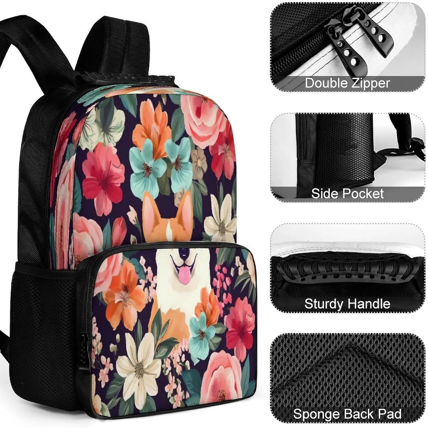 Backpacks Floral Flowers Travel Bag Business Work Laptop Backpack