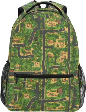 Backpacks for Men and Women Fashion Personal Backpack with Chest Strap Gift Men & Women Vintage Game Map