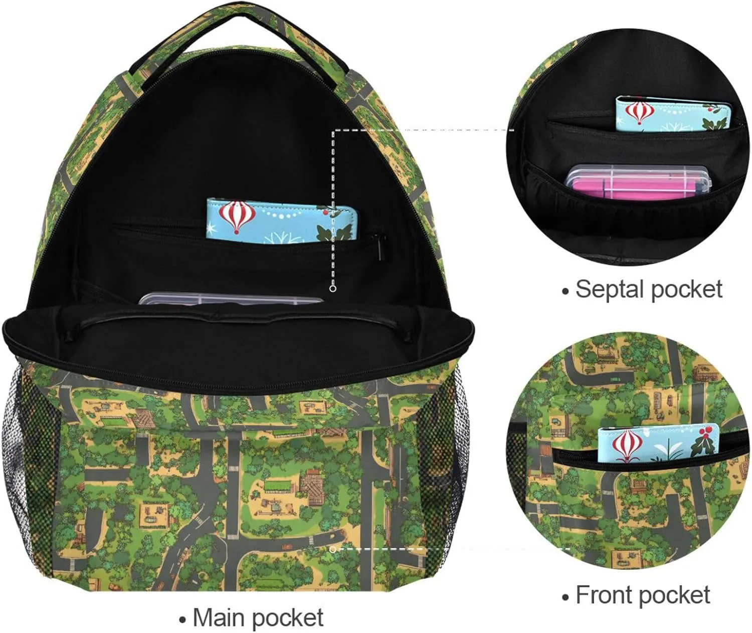 Backpacks for Men and Women Fashion Personal Backpack with Chest Strap Gift Men & Women Vintage Game Map