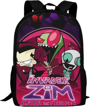 Backpacks Invader Anime Zim Adjustable Laptop Backpack Double Shoulder Bag for Women Men Climbing Shopping Work