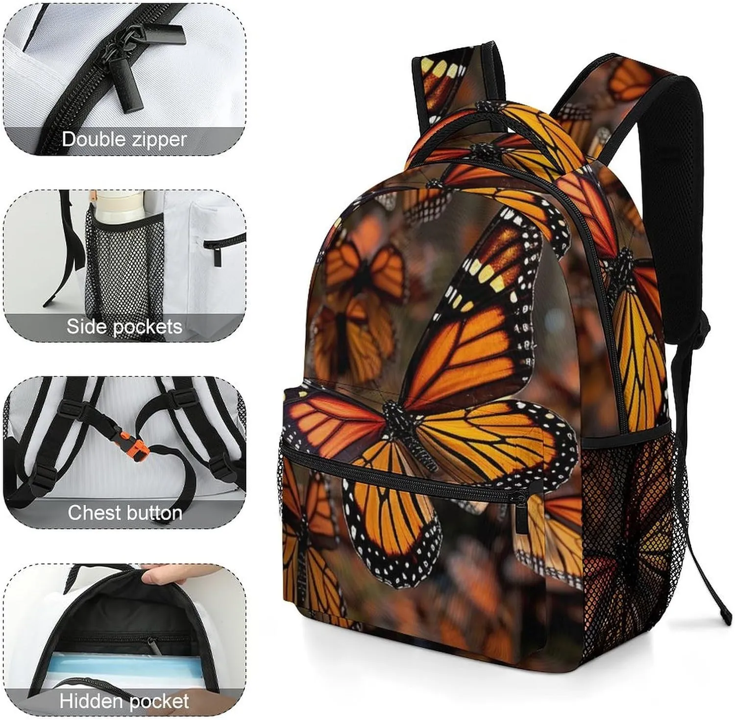 Backpacks Monarch Butterflies Travel Bag Laptop Backpack Casual Daypack for Weekender Business Hiking