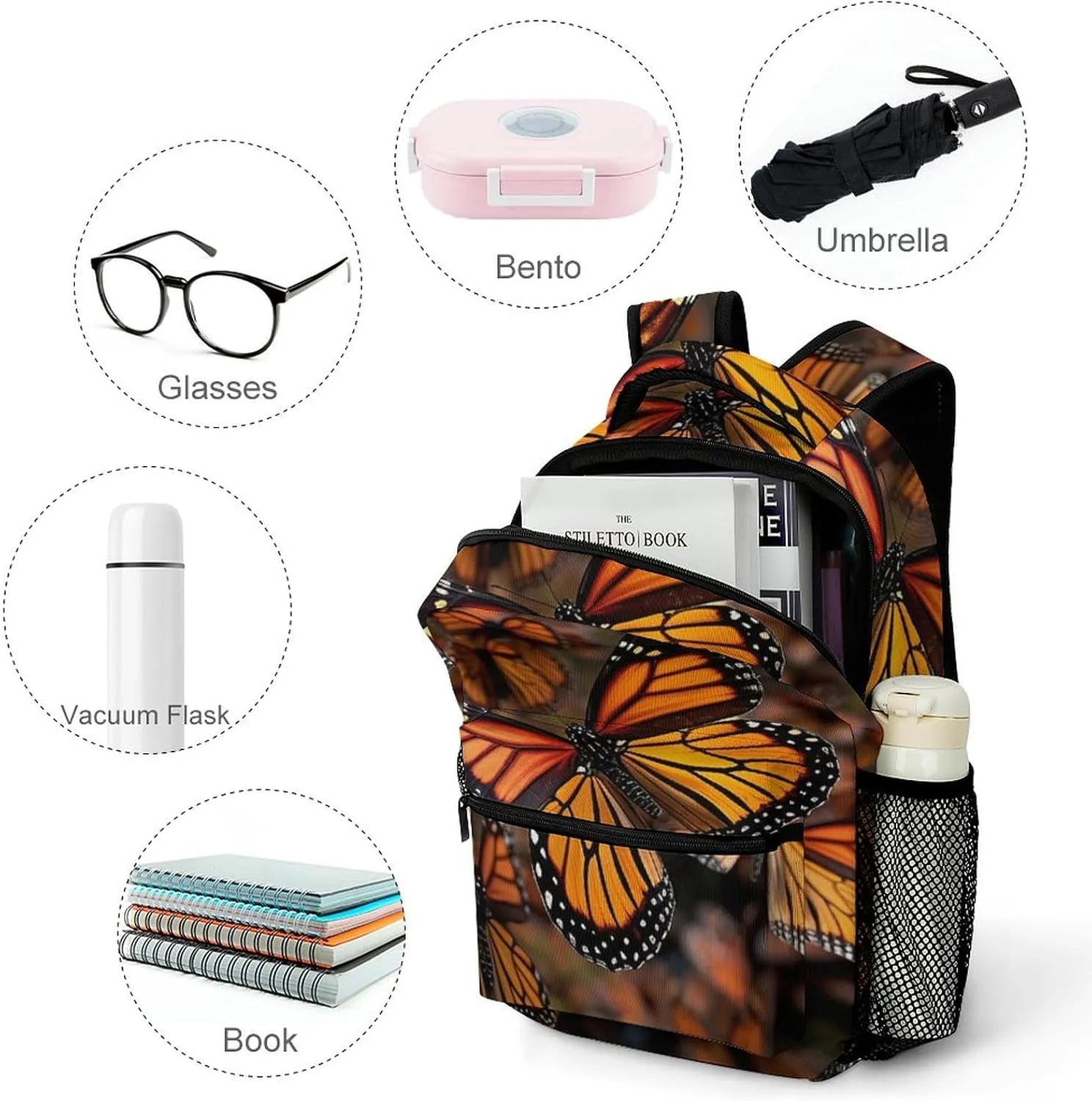 Backpacks Monarch Butterflies Travel Bag Laptop Backpack Casual Daypack for Weekender Business Hiking