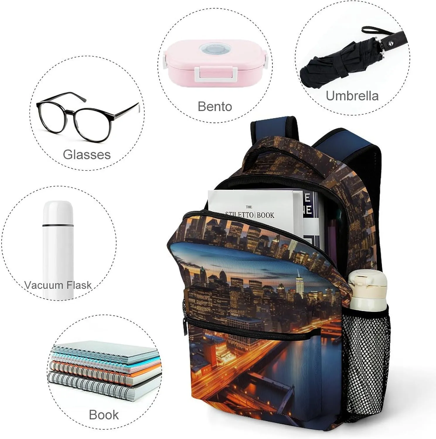 Backpacks New York City Scenery Travel Bag Laptop Backpack Casual Daypack for Weekender Business Hiking