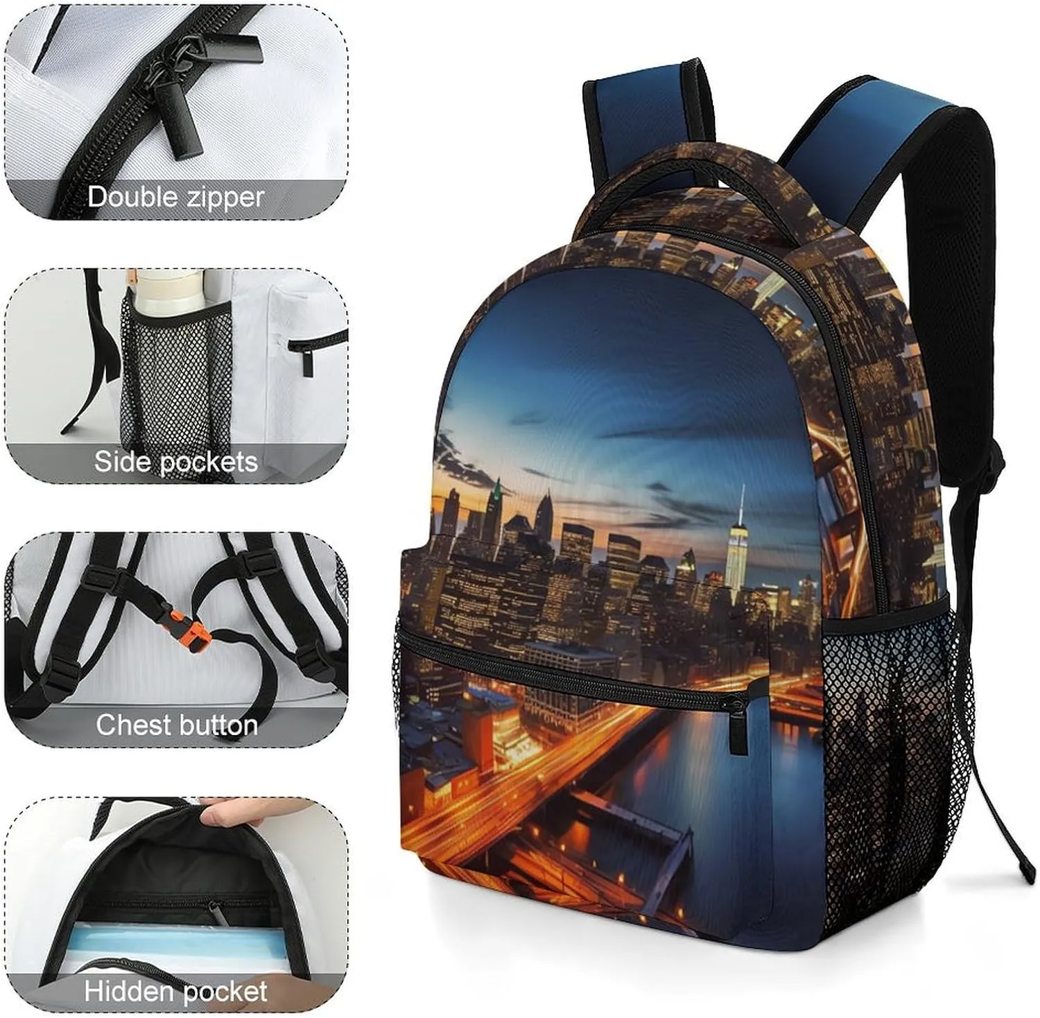 Backpacks New York City Scenery Travel Bag Laptop Backpack Casual Daypack for Weekender Business Hiking