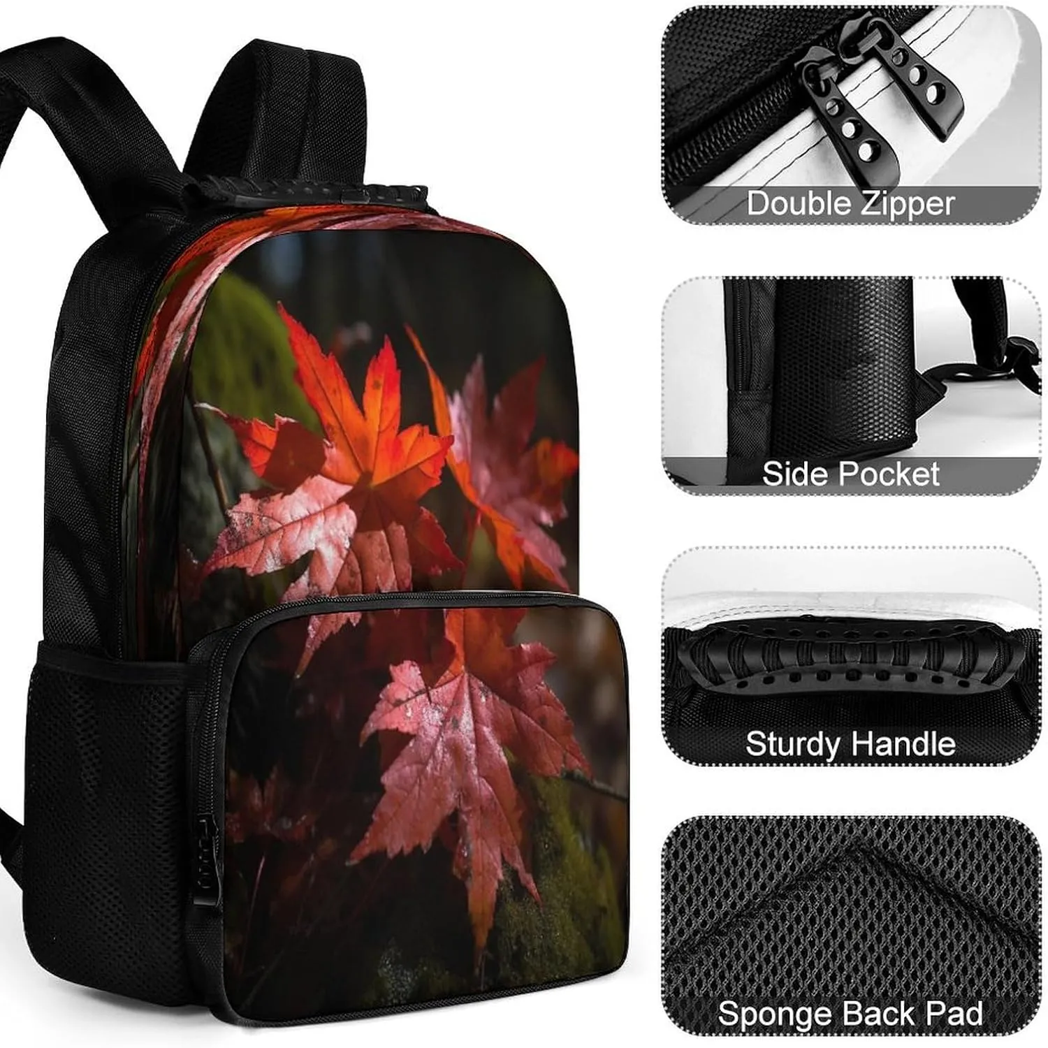 Backpacks Red Maple Leaves Travel Bag Business Work Laptop Backpack