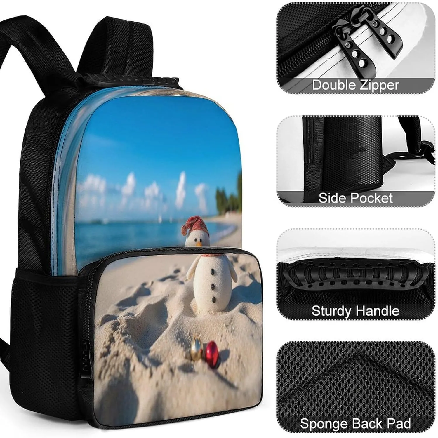 Backpacks Sand Snowman On Beach Travel Bag Business Work Laptop Backpack