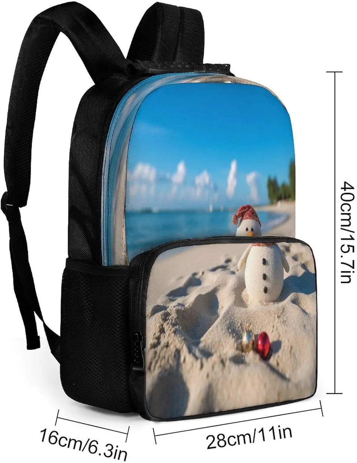 Backpacks Sand Snowman On Beach Travel Bag Business Work Laptop Backpack