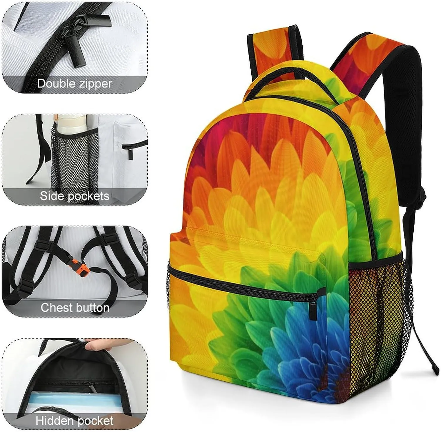 Backpacks Sunflower Rainbow Travel Bag Laptop Backpack Casual Daypack for Weekender Business Hiking