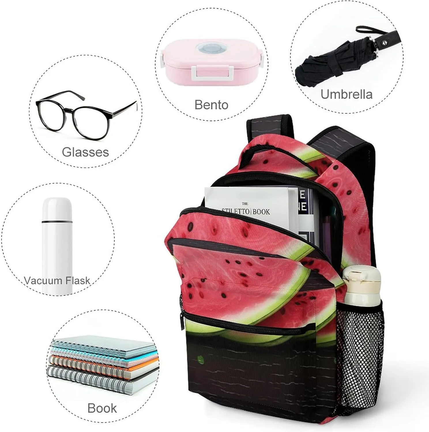 Backpacks Watermelon Fruit Travel Bag Laptop Backpack Casual Daypack for Weekender Business Hiking