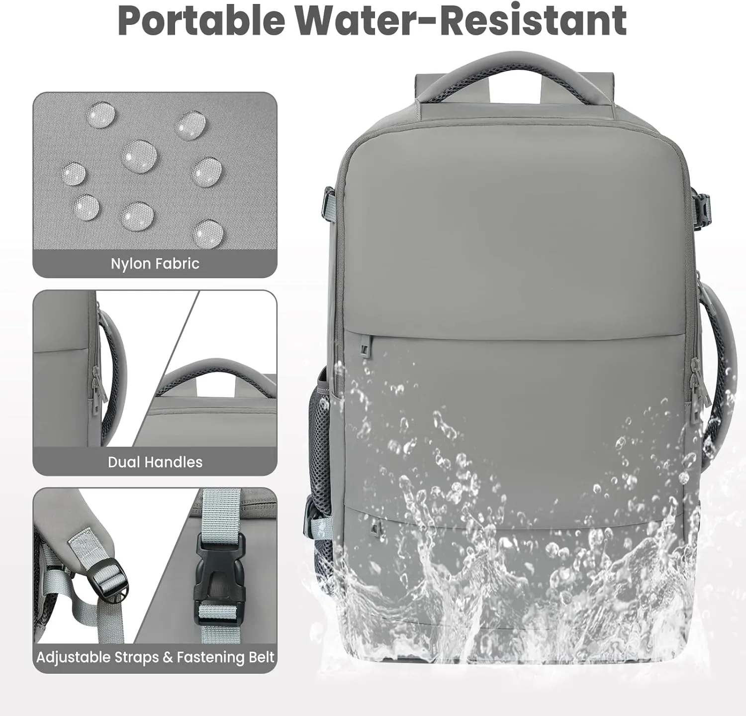 BAGAIL Travel Laptop Backpack, Carry on with USB Port, Luggage Bag for Holiday-Grey