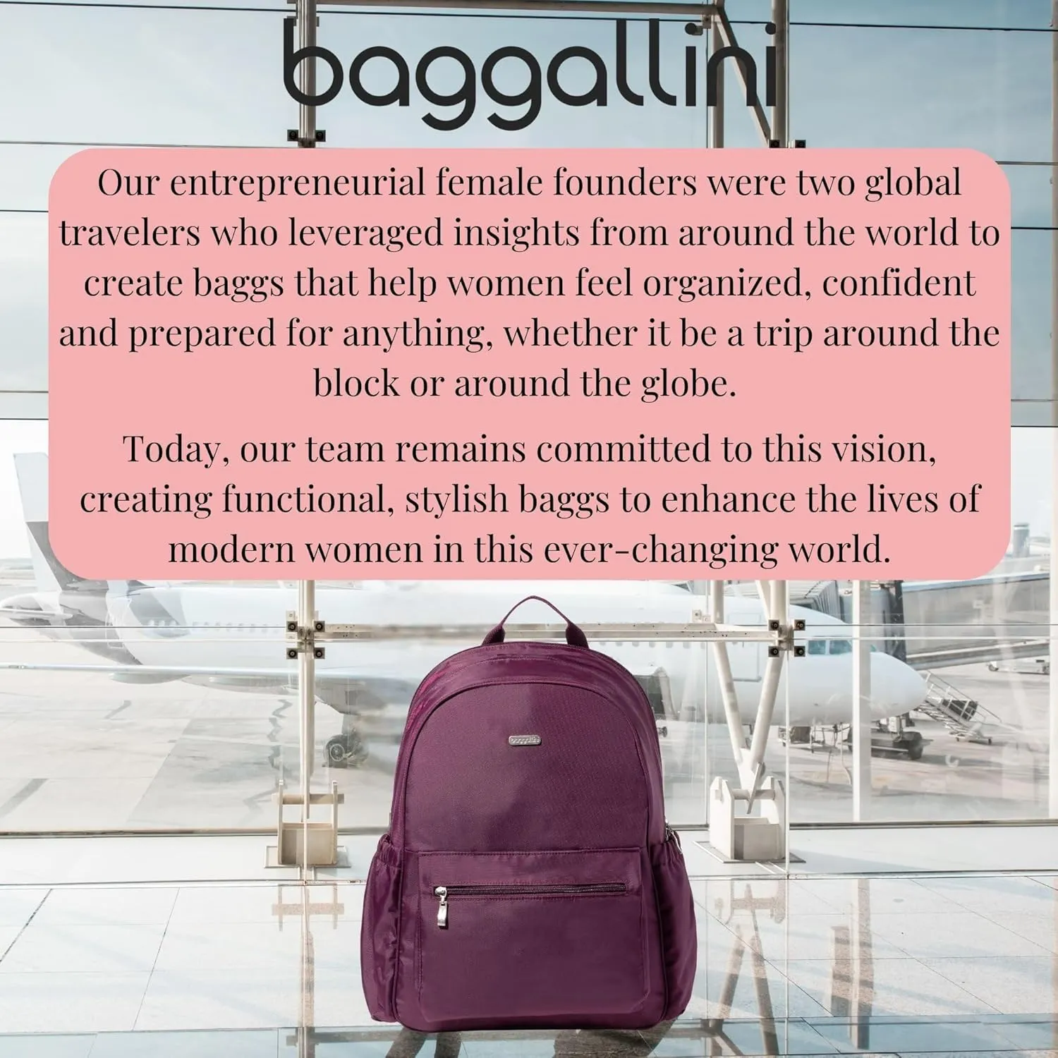 Baggallini Essential Laptop Backpack - 16x12 Inch Travel Backpack with 16" Laptop Sleeve - Lightweight Luggage Backpack